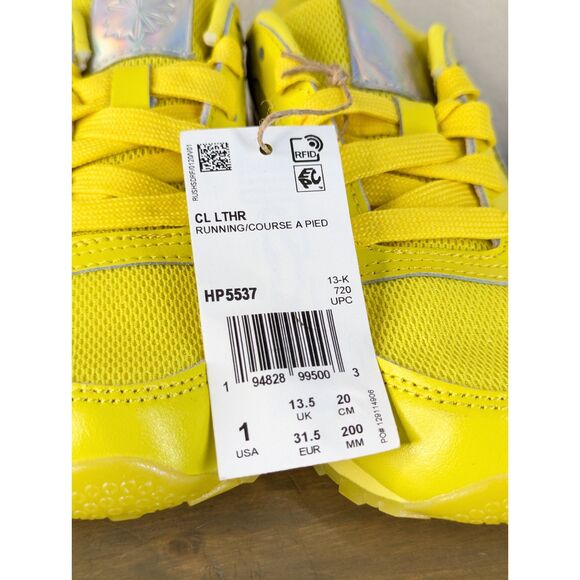 NWOB Reebok Girls Leather Running Sneakers Size 1 Yellow Silver Athletic Retro - Picture 11 of 11